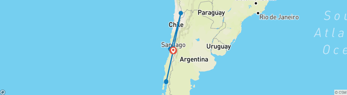 Map of Luxury Honeymoon in Chile