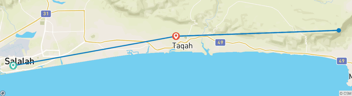 Map of 6 Days best places in Salalah- oman