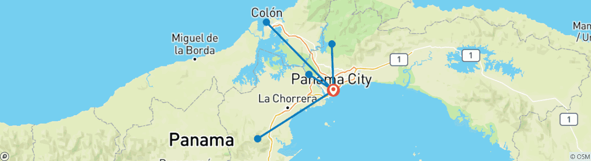 Carte du circuit Points forts du Panama