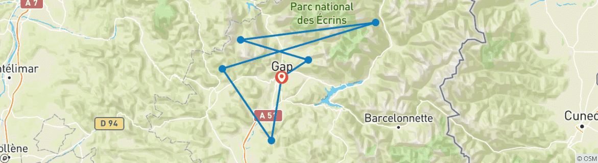 Map of Via Ferrata Short Break in the French Alps