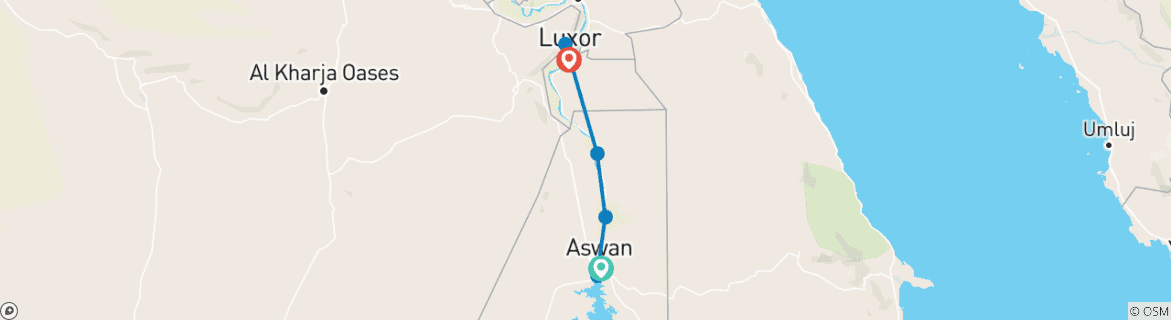 Image d'une carte montrant l'itinéraire du circuit