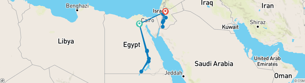 Map of Egypt & Jordan Discovery - 14 days