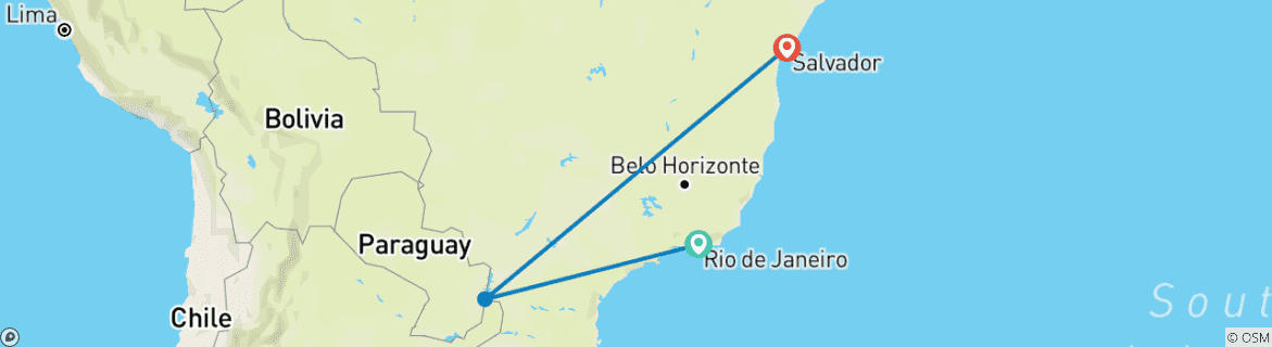 Mapa de Colores de Brasil: Río, Foz de Iguazú y Salvador (incluye vuelos nacionales)