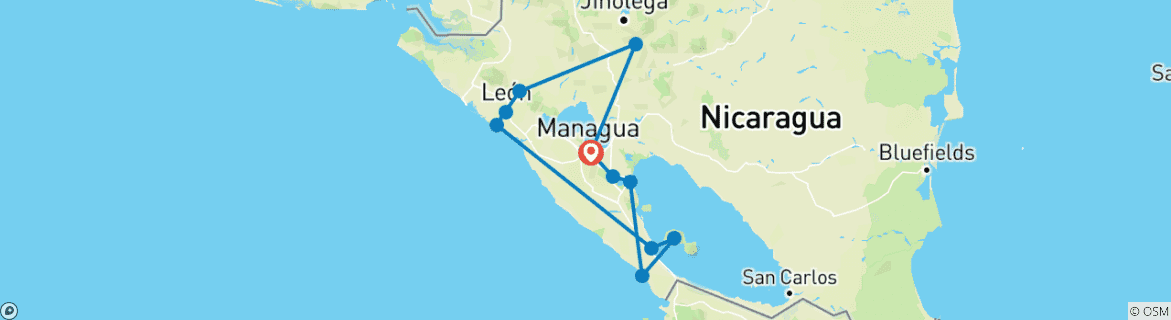 Karte mit der Reiseroute