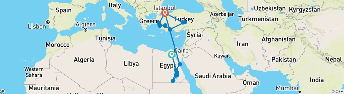 Map of The Best of Egypt And Turkey