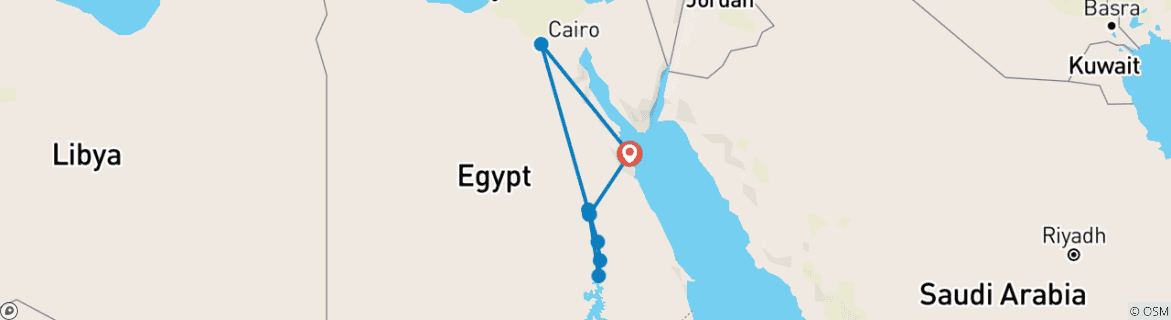 Kaart van Beleef Egypte – Nijl-cruise, de Rode Zee & Hurghada – 12 dagen