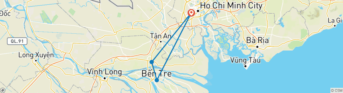 Image d'une carte montrant l'itinéraire du circuit