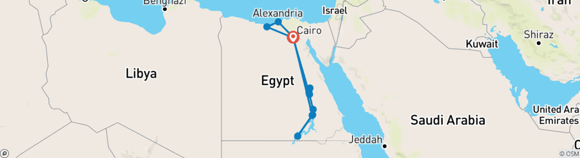 Mapa de Alejandría, Egipto clásico y crucero por el Nilo - 14 días