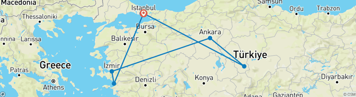 Karte mit der Reiseroute