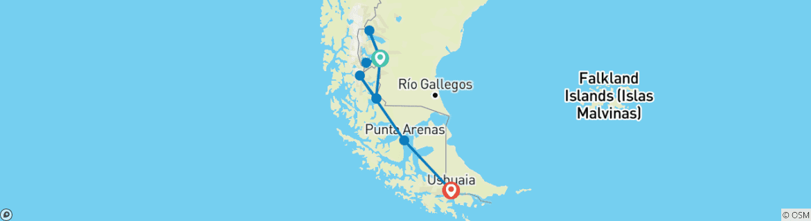 Karte von Jenseits der Gipfel: Patagonien im Detail