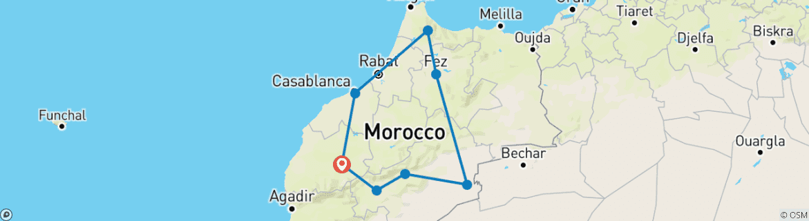 Map of 10 Days Tour Imperial Cities And Desert (Private)