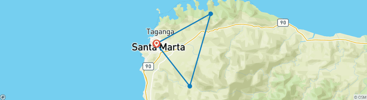 Mapa de 4 días Santa Marta, Tayrona y Minca