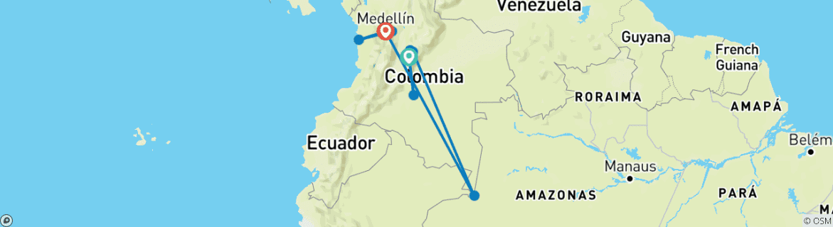 Map of 19 Days Secret Colombia