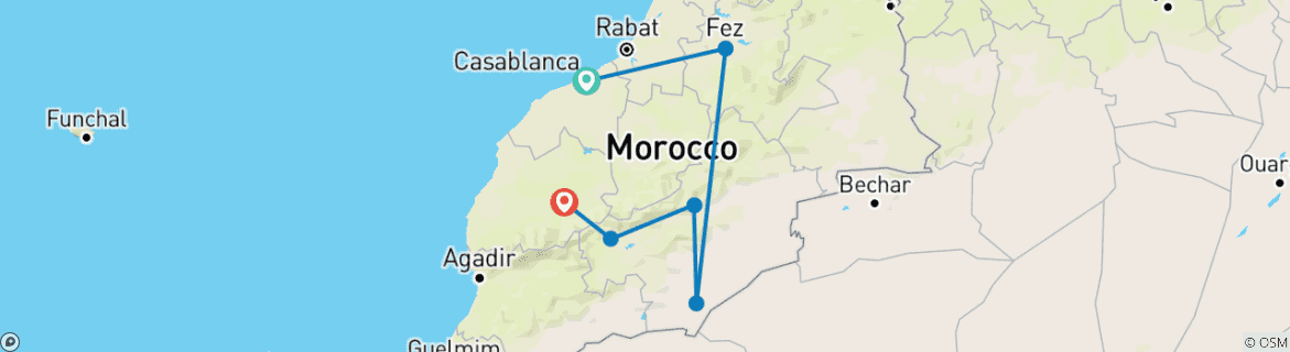 Image d'une carte montrant l'itinéraire du circuit