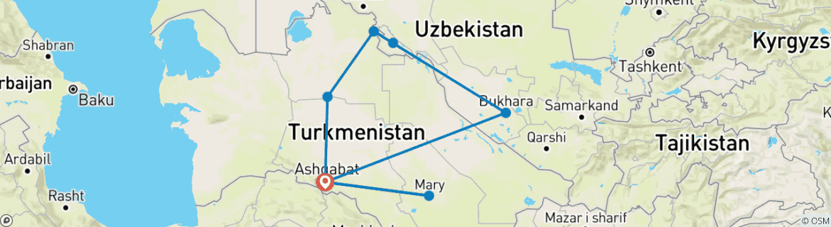 Map of The Whimsical Turkmen Trail