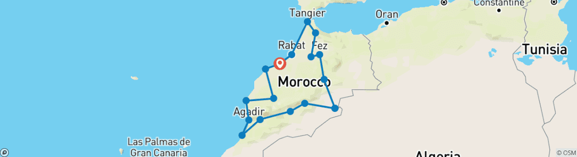 Map of 30 Days Private Tour of Morocco