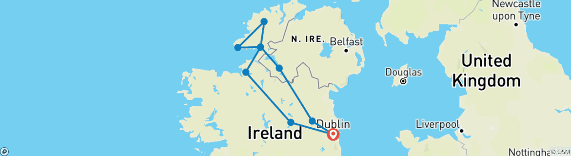 Map of 3-Day County Donegal & the Wild Atlantic Way from Dublin