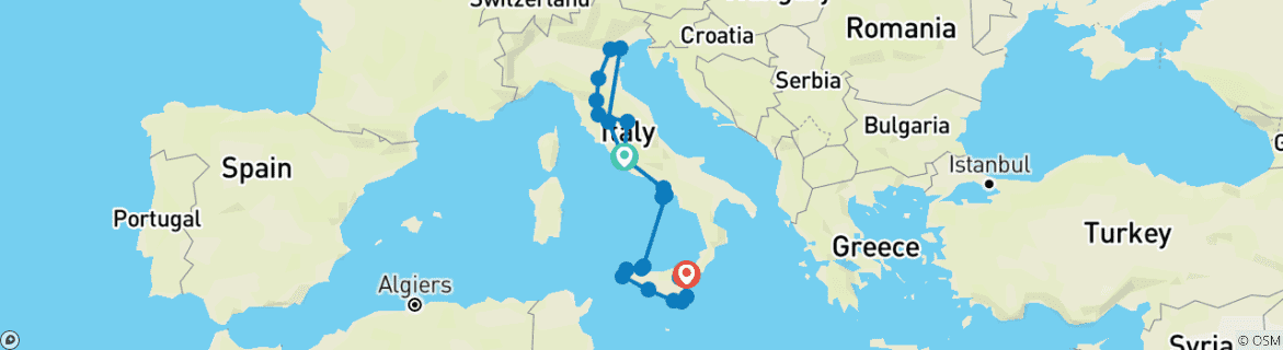 Carte du circuit L'Italie dans son ensemble - 17 jours