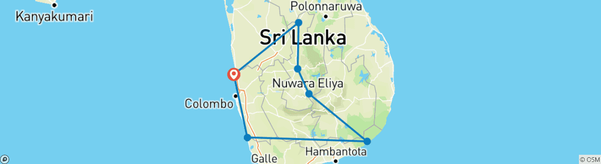 Image d'une carte montrant l'itinéraire du circuit