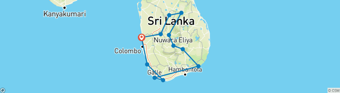 Image d'une carte montrant l'itinéraire du circuit