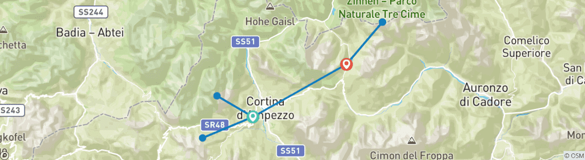 Map of Dolomites of Cortina Explorer - Self-Guided Hike