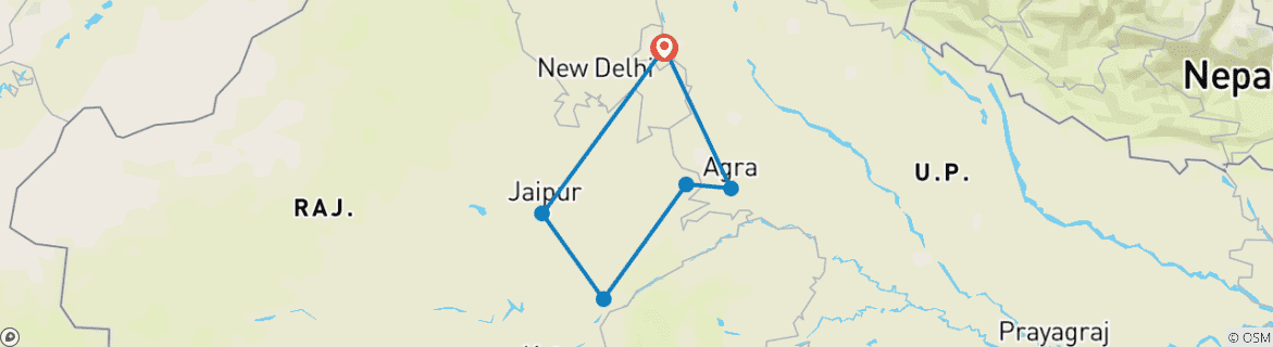 Karte mit der Reiseroute