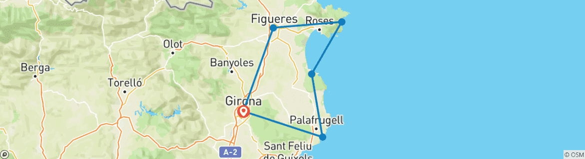 Map of Costa Brava Gravel Self-Guided