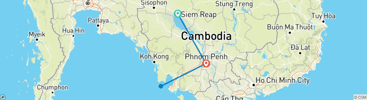 Kaart van 10-daagse Cambodja 'Angkor & Beyond' Select reis