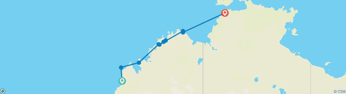 Image d'une carte montrant l'itinéraire du circuit