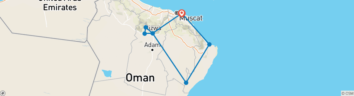 Map of Discover the Sultanate of Oman - Self Drive Tour