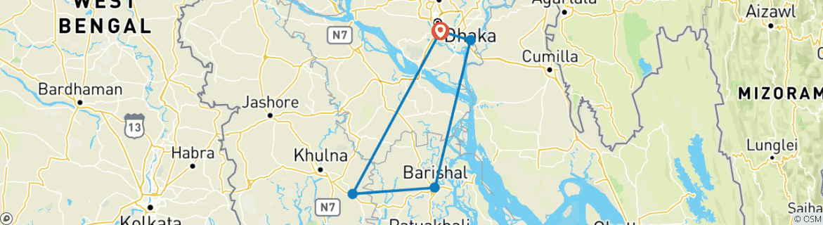 Map of Bangladesh Holiday in Amazing South Bengal