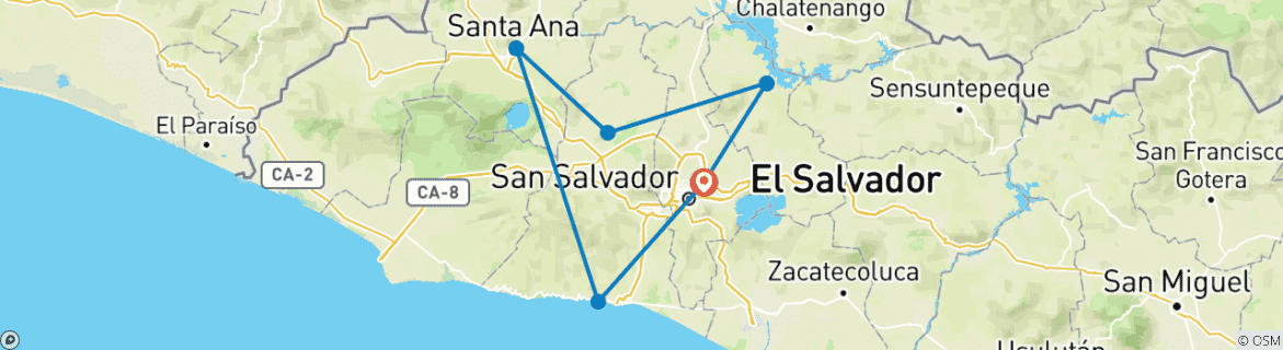 Karte mit der Reiseroute