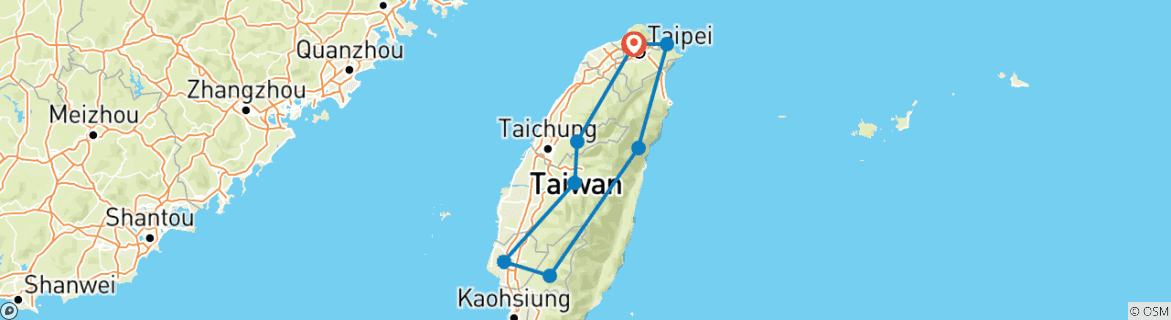 Carte du circuit Un avant- goût de Taïwan en train