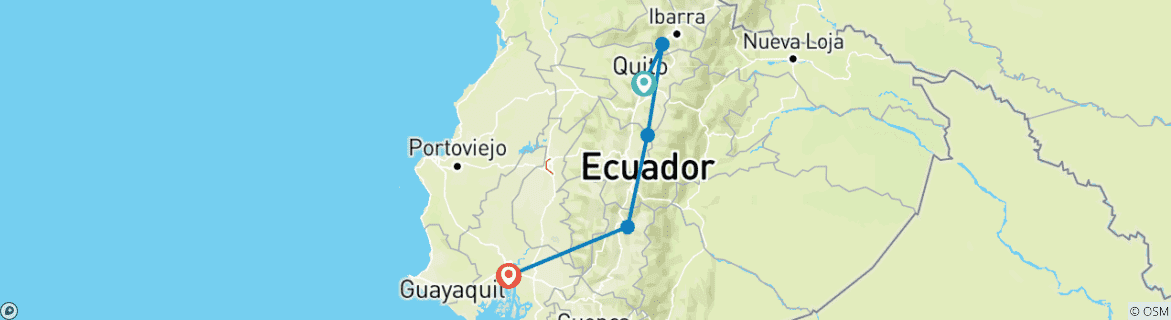 Map of 7 Days Haciendas Trip in Ecuador