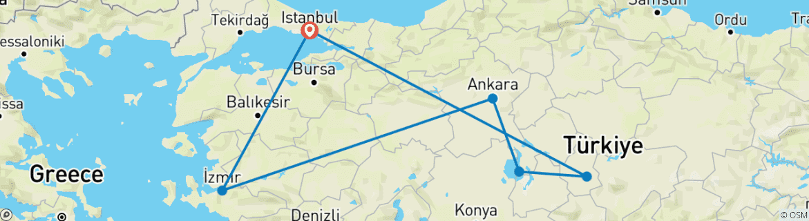 Mapa de Turquía en una cáscara de nuez 7 días