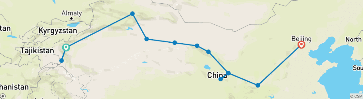 Foto van een kaart met de route van de rondreis