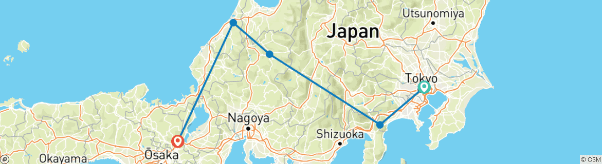 Kaart van Culturele schatten van Japan – van Tokio naar Kyoto – 2024