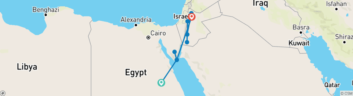 Map of Unwind the Wonders of Egypt and Jordan: Luxor, Sharm El Sheikh and Petra