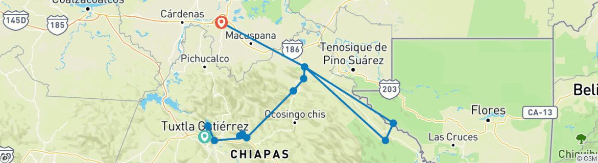 Map of Mexico - Natural Chiapas