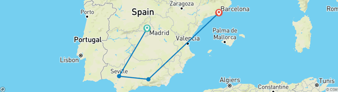 Image d'une carte montrant l'itinéraire du circuit