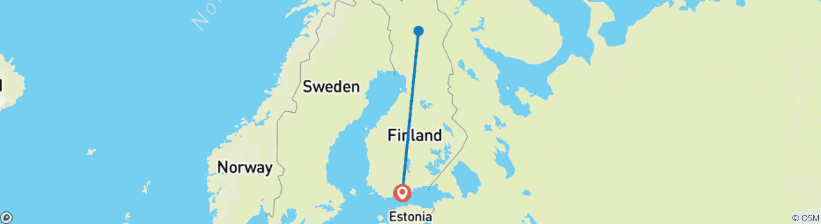 Carte du circuit Voyage de 7 jours en Laponie (Finlande)