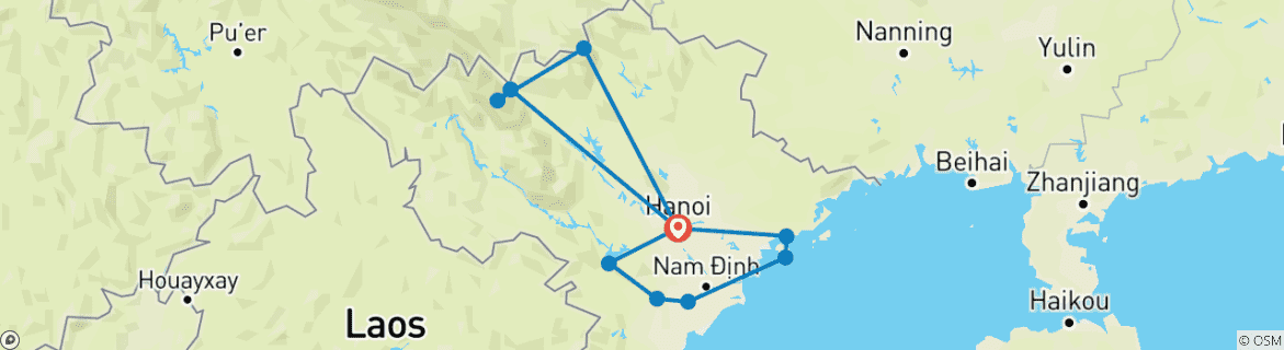 Map of Northern Vietnam: bike, hike, kayak