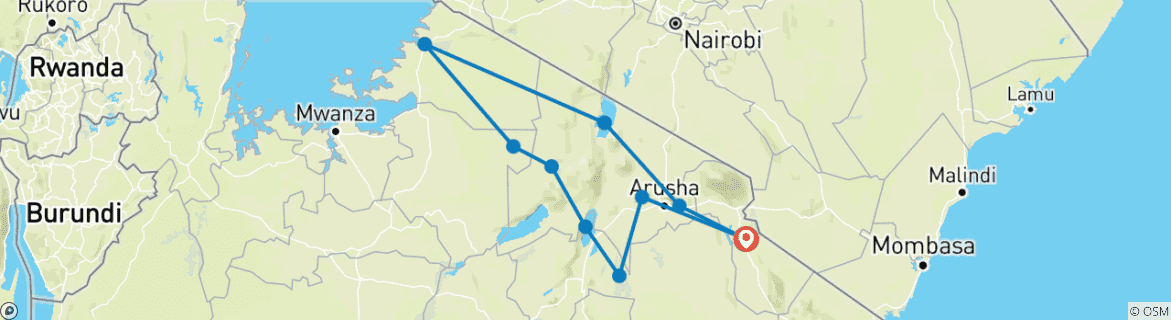 Map of Mara River Adventure - 14 days