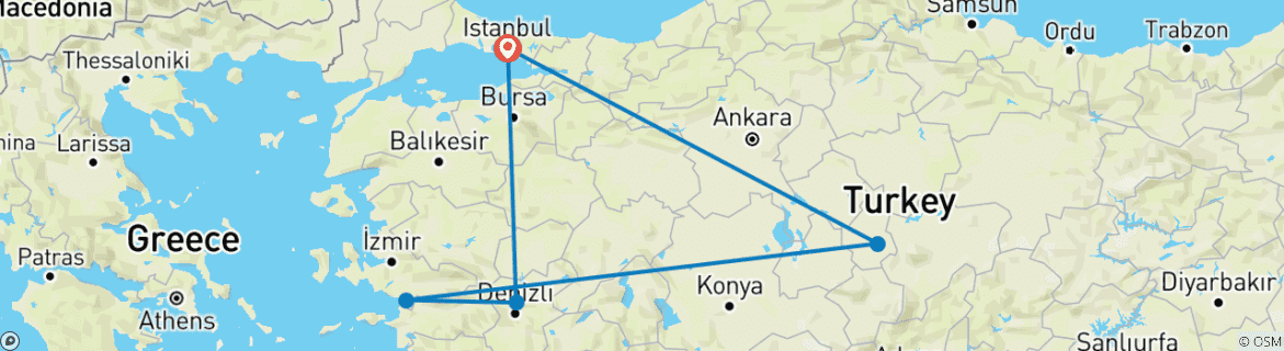 Karte von Dreiländereck Türkei - 7 TAGE