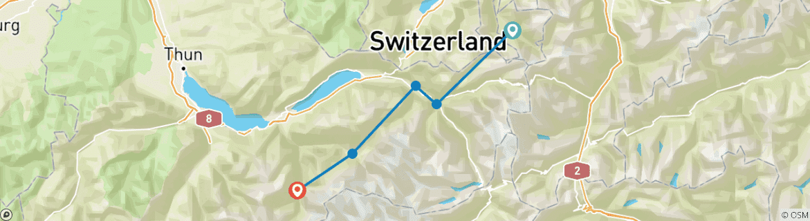 Map of Walking the Bernese Highlights East