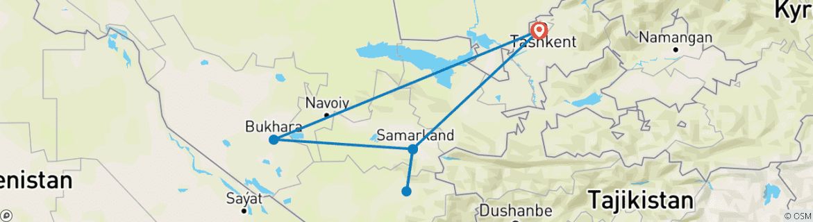 Image d'une carte montrant l'itinéraire du circuit