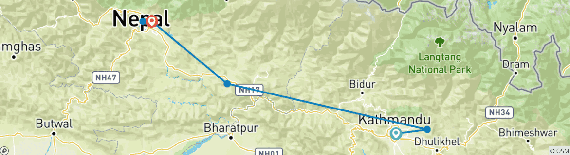 Map of Nepal : Temples, Hamlets & a sneek peek at The Mt Everest