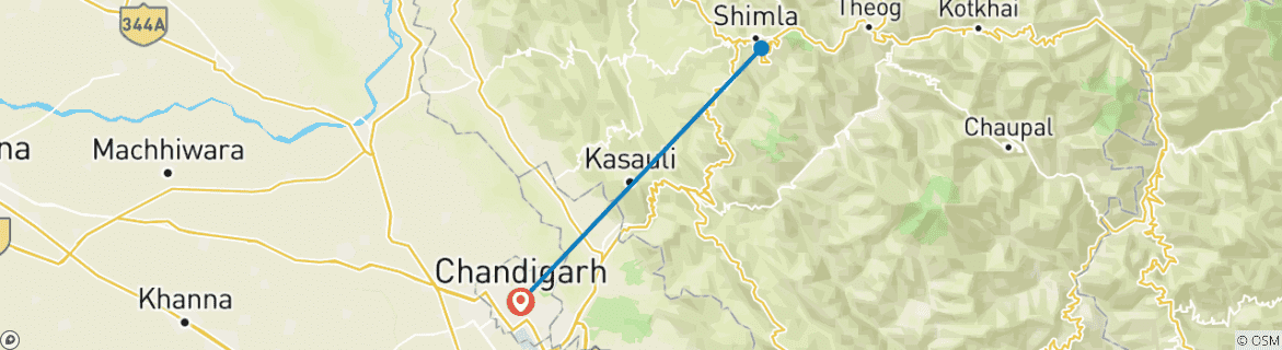 Map of 5 Day Walks in Shimla