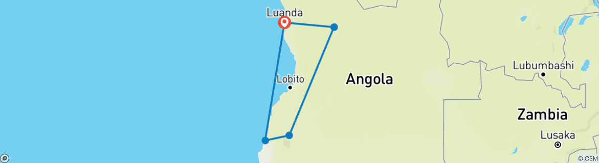 Map of Discover the Hidden Gems of Angola 9-Day- 8Nights