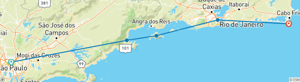 The entire Green Coast from Sao Paulo to Rio, with sea areas around Rio ...